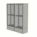 123kast Kledingkast Kiso - 200x60x240H cm - 3 cm frame dikte - 4 lades - 4 glazen deuren - 4 kleding roedes