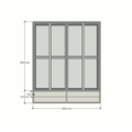 123kast Kledingkast Kiso - 200x60x240H cm - 3 cm frame dikte - 4 lades - 4 glazen deuren - 4 kleding roedes