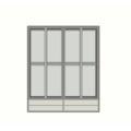 123kast Kledingkast Kiso - 200x60x240H cm - 3 cm frame dikte - 4 lades - 4 glazen deuren - 4 kleding roedes