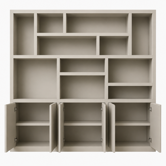 123kast Vakkenkast Tulum - 300x40x240H cm - plank dikte 5cm - push to open deuren - strakke afwerking