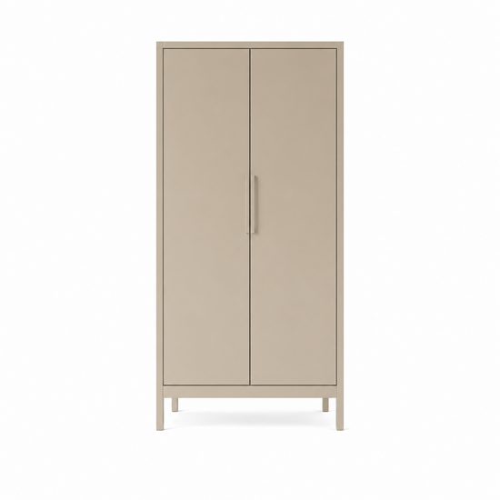 123kast  Kinderkledingkast Demak - 90x50x180H cm - op pootjes - 2 scharnierdeuren - rechterdeur 4 verstelbare planken - linkerdeur hang gedeelte