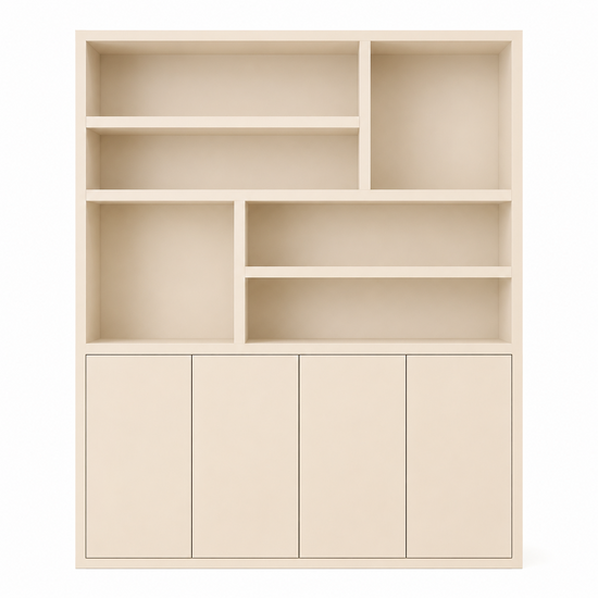 123kast  Vakkenkast Flachau 02 - 200x35x220H cm - 4 push to open deuren - 6 open vakken