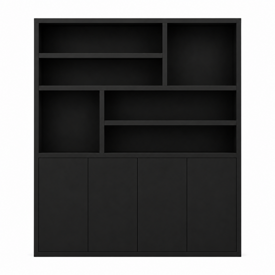 123kast  Vakkenkast Flachau 02 - 200x35x220H cm - 4 push to open deuren - 6 open vakken