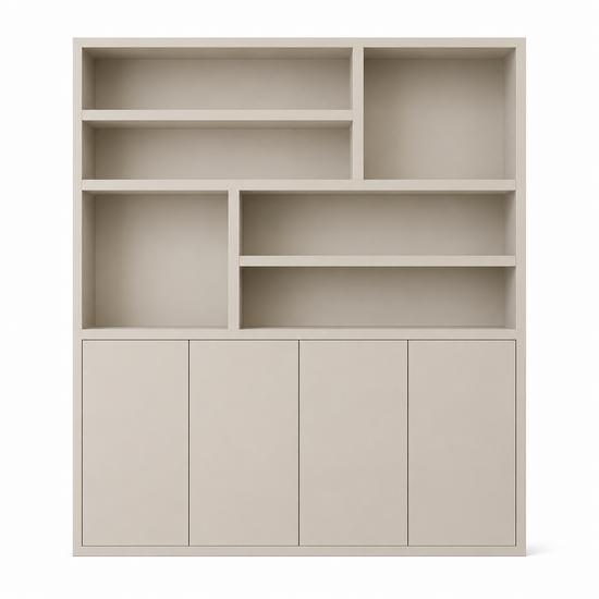 123kast  Vakkenkast Flachau 02 - 200x35x220H cm - 4 push to open deuren - 6 open vakken