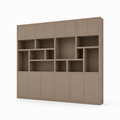 123kast  Vakkenkast Karumba - 340x50x263H cm - dichten deuren - 5cm plank dikte - open vakken - eiken panelen - strakke afwerking