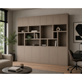 123kast  Vakkenkast Karumba - 340x50x263H cm - dichten deuren - 5cm plank dikte - open vakken - eiken panelen - strakke afwerking
