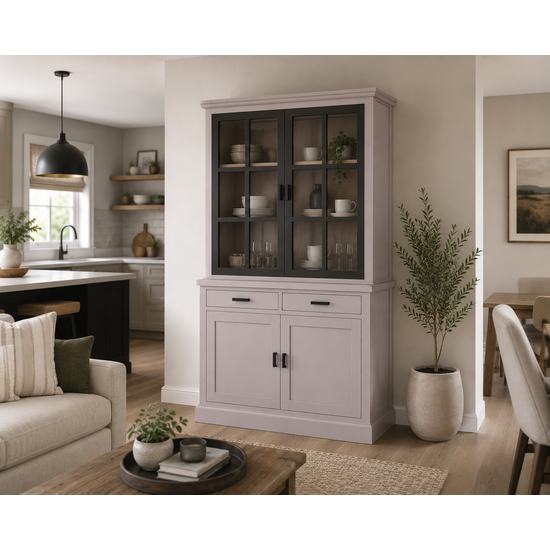 123kast  Buffetkast Montana 01 - 130x46x220H cm - 2 stalen deuren - strak design - zwarte greepjes - 2 soft close lades