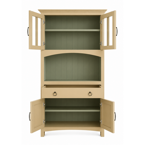 123kast  Buffetkast Pia - 120x40x230H cm - op pootjes - 1 open vak - 1 soft close lade - 4 scharnierdeurtjes
