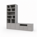 123kast  Tv vakkenkast dressoir Rennes - 300x40x240H cm - push to lades - push to open deuren - open vakken - strakke afwerking