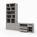 123kast  Tv vakkenkast dressoir Rennes - 300x40x240H cm - push to lades - push to open deuren - open vakken - strakke afwerking
