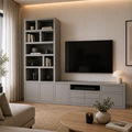 123kast  Tv vakkenkast dressoir Rennes - 300x40x240H cm - push to lades - push to open deuren - open vakken - strakke afwerking