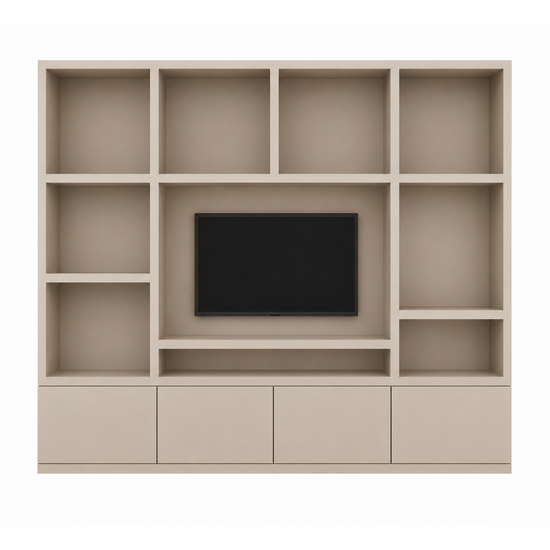 123kast  Tv vakkenkast Jose - 300x40x240H cm - 4 push to open deurtjes
