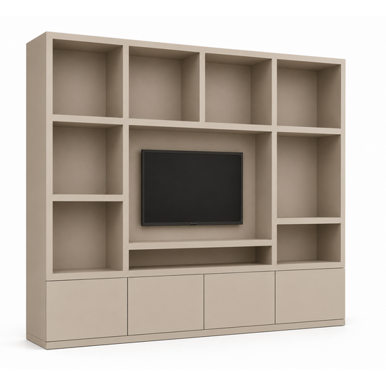 123kast  Tv vakkenkast Jose - 300x40x240H cm - 4 push to open deurtjes