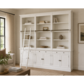 123kast  Boekenkast Melena del Sur - 300x40x240H cm - met stang en ladder - 15 planken - 3 uitschuif planken - 6 dichte scharnierdeuren - verstelbare planken