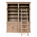 123kast  Boekenkast Melena del Sur - 200x43x240H cm -  eiken - met stang en ladder - 10 planken - 2 uitschuif planken- 4 dichte scharnierdeuren  - verstelbare planken