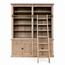 123kast  Boekenkast Melena del Sur - 200x43x240H cm -  eiken - met stang en ladder - 10 planken - 2 uitschuif planken- 4 dichte scharnierdeuren  - verstelbare planken