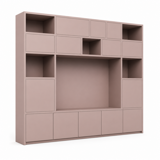 123kast  Tv vakkenkast Alcamo - 349x45x275Hcm - push to open deuren - lagere onderkast - strakke afwerking