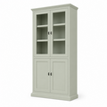 123kast  Vitrinekast Foggia 02 - 107x48x225H cm - 2 vitrinedeuren - 2 dichte deuren - landelijke/klassieke sierlijst
