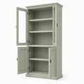 123kast  Vitrinekast Foggia 02 - 107x48x225H cm - 2 vitrinedeuren - 2 dichte deuren - landelijke/klassieke sierlijst