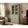 123kast  Vitrinekast Foggia 02 - 107x48x225H cm - 2 vitrinedeuren - 2 dichte deuren - landelijke/klassieke sierlijst