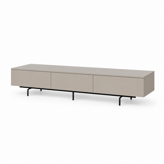 123kast  Tv dressoir Perula - 250x45x40H cm - zwart staal onderstijl - push to open lades
