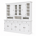 123kast  Buffetkast Capri - 300x45x230H cm - 2 vitrinedeuren - 8 dichte scharnierdeuren - 2 kleppen - 6 lades - met wijnrek - verstelbare planken