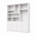123kast  Vakkenkast Formentera - 200x35x235H cm - plank dikte 4cm - 4 greeploze push to open deuren - strak design