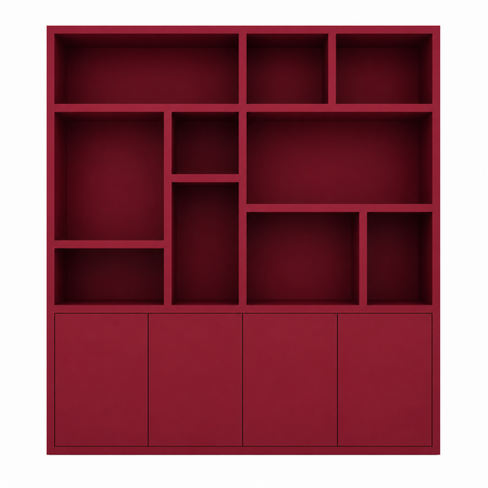 123kast  Vakkenkast Singapore - 220x40x245H cm - open vakken - push to deuren - strak design