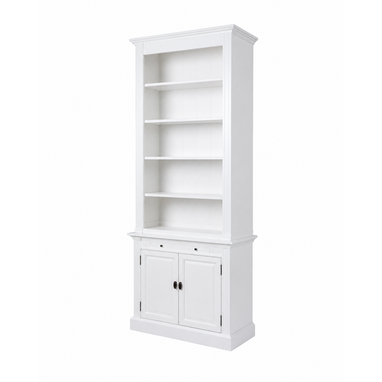 123kast  Boekenkast Melena del Sur  - 100x40x240H cm - 5 planken - 1 uitschuifbare plank - 2 dichte scharnierdeuren - verstelbare planken