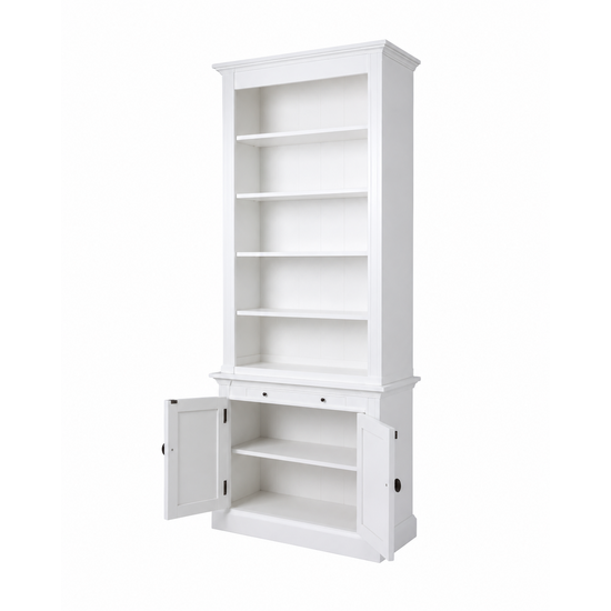 123kast  Boekenkast Melena del Sur  - 100x40x240H cm - 5 planken - 1 uitschuifbare plank - 2 dichte scharnierdeuren - verstelbare planken