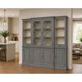 123kast  Buffetkast San Marino - 220x50x215H cm - open vakken - 2 vitrine scharnierdeuren met kruisen - 2 soft close lades - 4 dichte scharnierdeuren