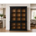 123kast  Vitrinekast Apeldoorn - 150x47x220H - bovenkast en onderkast met glazen schuifdeuren - eiken achterwand - glazen zijkanten