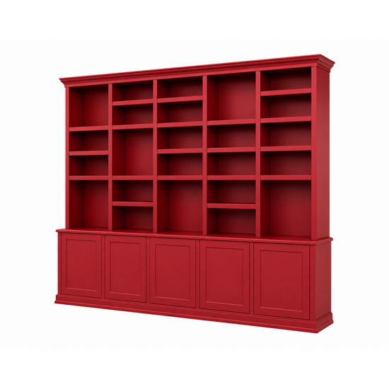 123kast  Boekenkast Mayto - 400x40x240H cm - push to open deurtjes - klassiek/strak
