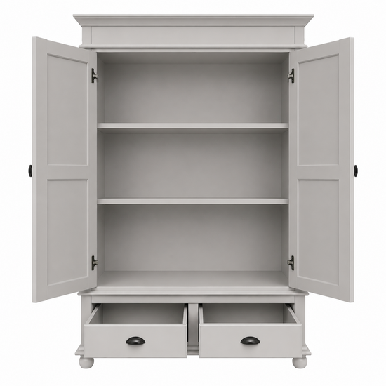123kast  Kledingkast Bolton - 120x60x205H cm - kledingroede - plank - 2 dichte scharnierdeuren - 2 soft close lades