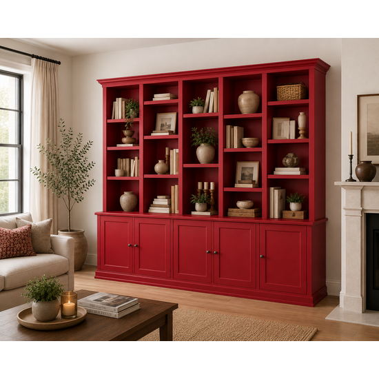 123kast  Boekenkast Mayto - 400x40x240H cm - push to open deurtjes - klassiek/strak