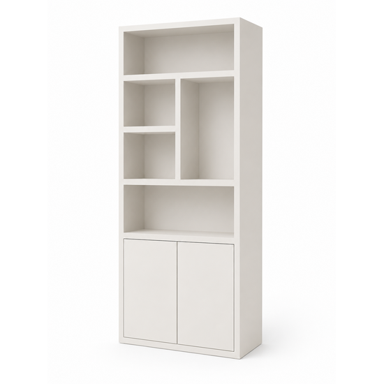 123kast  Vakkenkast Mendoza 01 - 90x35x220H cm - 2 push to open deuren - 5 open vakken