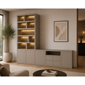 123kast  Tv vakkenkast dressoir Fleurus - 300x40x240H cm - push to open deuren - 4 push to open lades - strakke afwerking (STANDAARD ZONDER VERLICHTING)