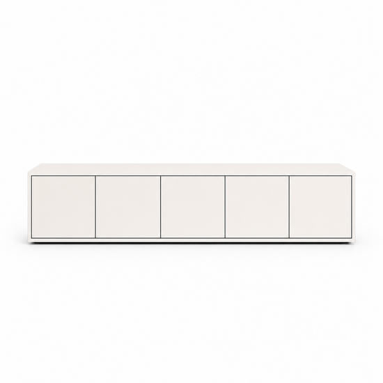 123kast  Tv dressoir Jersey - 300x40x70H cm - strak design - 5 greeploze push to open deuren - 4cm frame dikte