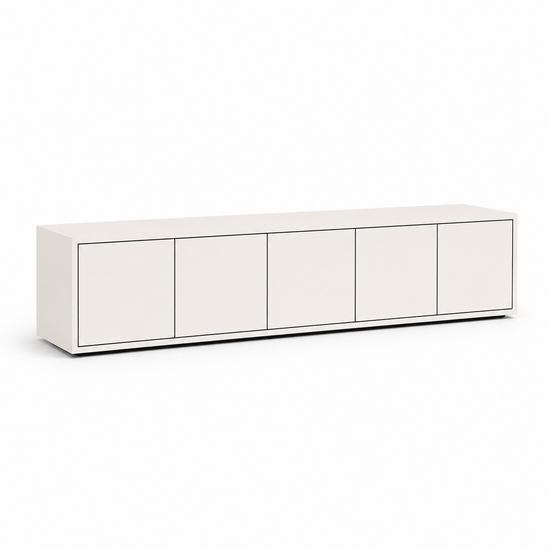 123kast  Tv dressoir Jersey - 300x40x70H cm - strak design - 5 greeploze push to open deuren - 4cm frame dikte
