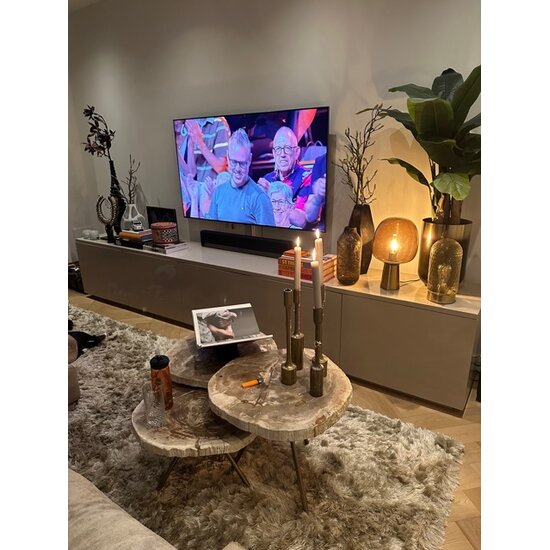 123kast  Tv dressoir Jersey - 300x40x70H cm - strak design - 5 greeploze push to open deuren - 4cm frame dikte