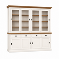 123kast  Buffetkast Bari - 240x50x240H cm - eiken middenlijst - eiken bovelijst - 4 vitrine schuifdeuren - 4 dichte schuifdeuren -4 soft close lades
