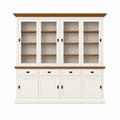 123kast  Buffetkast Bari - 240x50x240H cm - eiken middenlijst - eiken bovelijst - 4 vitrine schuifdeuren - 4 dichte schuifdeuren -4 soft close lades