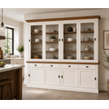 123kast  Buffetkast Bari - 240x50x240H cm - eiken middenlijst - eiken bovelijst - 4 vitrine schuifdeuren - 4 dichte schuifdeuren -4 soft close lades