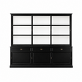 123kast  Buffetkast Miami Beach - 240x53x218H cm - 3 vitrine schuifdeuren - 3 lades - 3 dichte schuifdeuren - glazen zijkanten