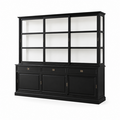 123kast  Buffetkast Miami Beach - 240x53x218H cm - 3 vitrine schuifdeuren - 3 lades - 3 dichte schuifdeuren - glazen zijkanten