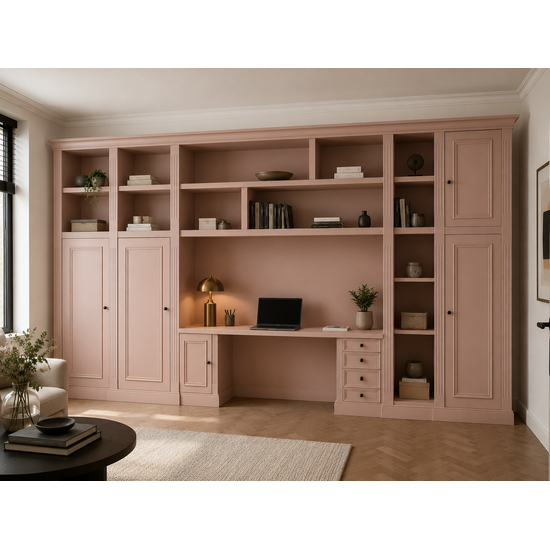 123kast  Bureau kast Mondovi - 400x40x300H cm - 4 soft close lades - 4 scharnier deuren - 6 open vakken - PRIJS OP AANVRAAG