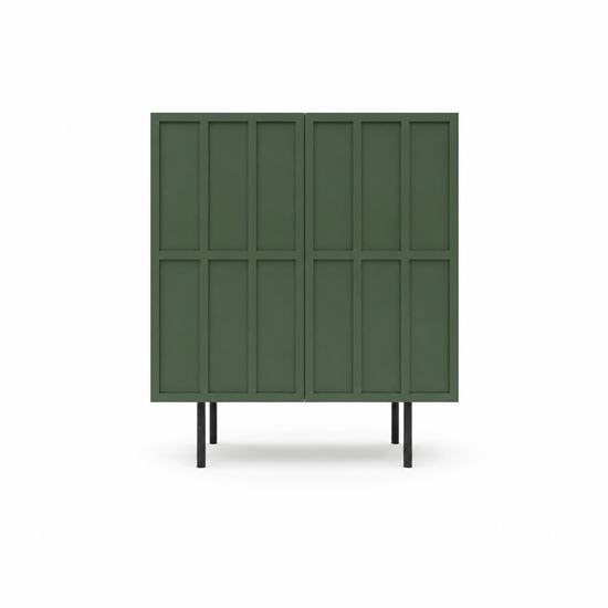 123kast  Opbergkast - Kanpa - 100x40x110H cm - 2 push to open deurtjes - op zwarte stalen pootjes