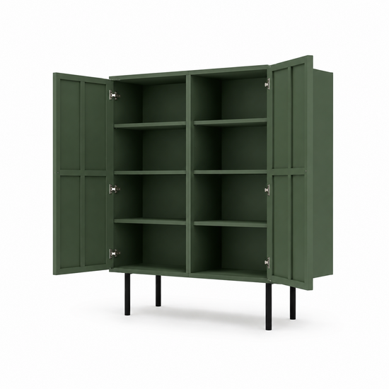 123kast  Opbergkast - Kanpa - 100x40x110H cm - 2 push to open deurtjes - op zwarte stalen pootjes