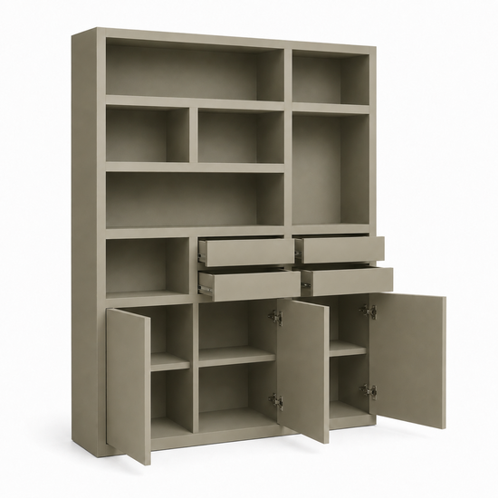 123kast  Vakkenkast Avola - 180x35x220H cm - push to open deuren - 4 push to open lades