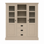 123kast  Buffetkast Barletta - 140x48x160H cm - meidenkast - 2 vitrine deuren - open midden ruimte - 3 soft close lades